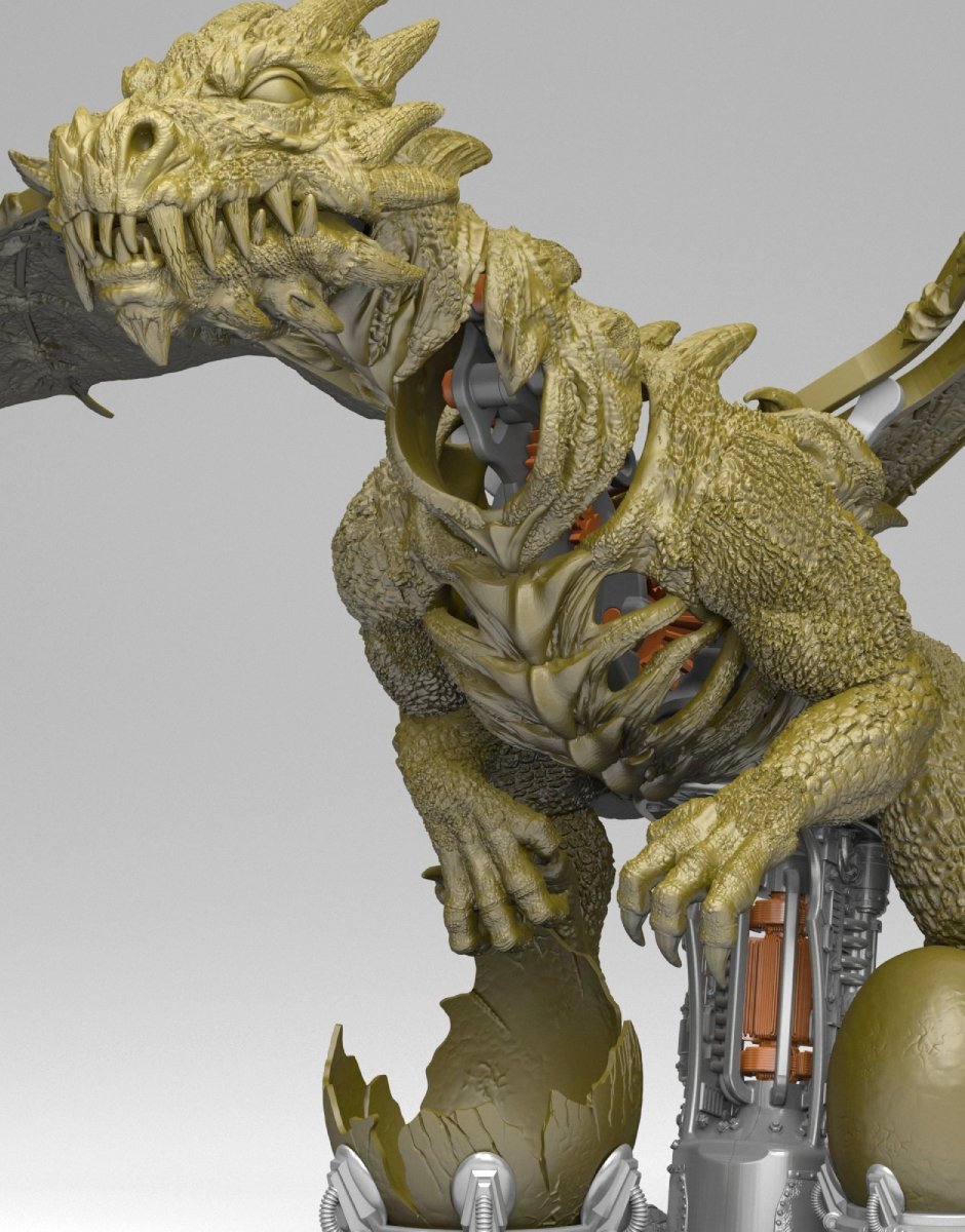 Mechanical Steampunk Dragon – Moving 3D Printable Model - Dreameks